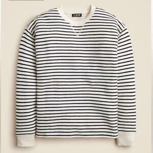 J.Crew Heritage Terry Relaxed Crewneck Sweatshirt Cream Stripe Size M NWT